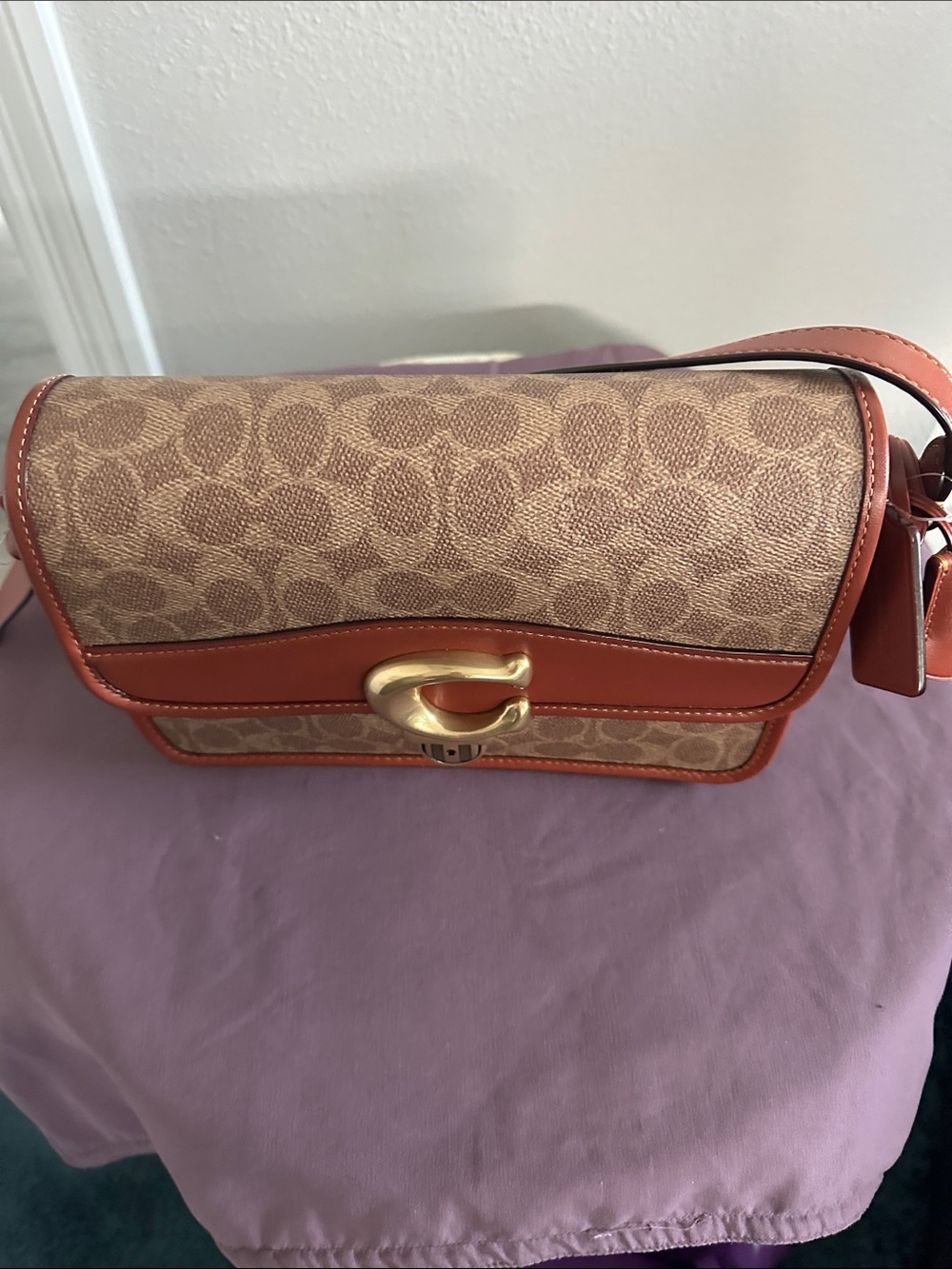 Coach Signature Crossbody in Tan and Orange